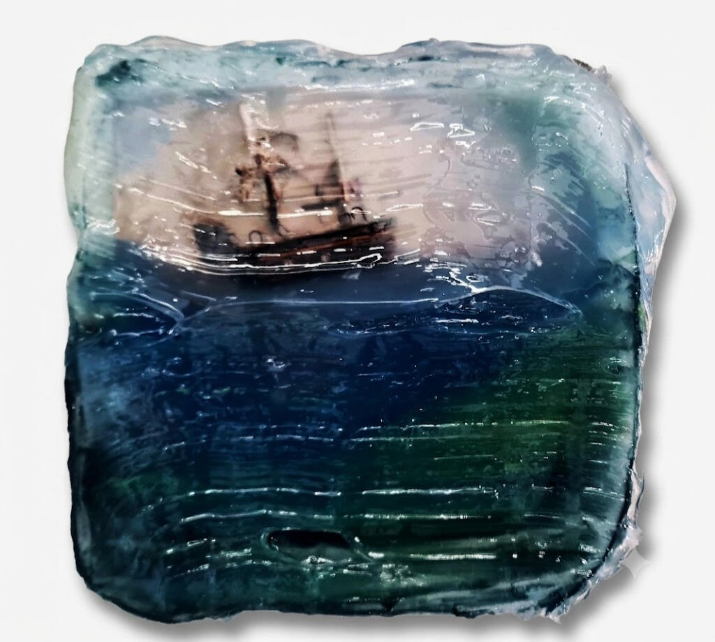 ship trapped in a seascape