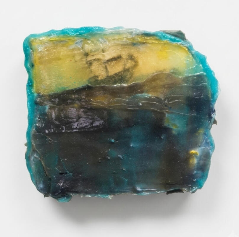 Amber, a thick process sculptural mixed media painting on canvas by Richard Elliott.