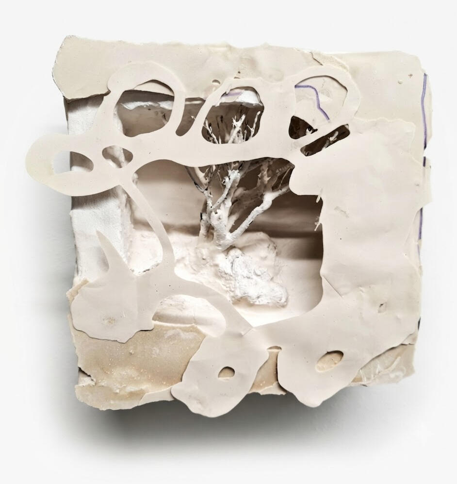 Tree, a small scale structured abstract painting on canvas by Richard Elliott.